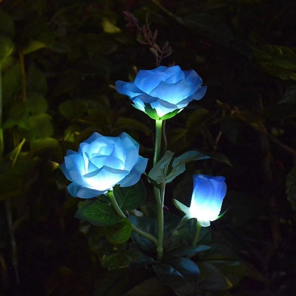 Outdoor Solar Lights Outdoor Light Solar LED Lawn Lamp Rose Shape Waterproof Lawn Lights Wedding Garden Patio Decoration Trail LED Landscape Lamp LED Solar Garden Light