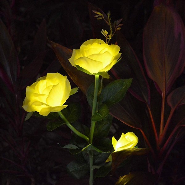 Outdoor Solar Lights Outdoor Light Solar LED Lawn Lamp Rose Shape Waterproof Lawn Lights Wedding Garden Patio Decoration Trail LED Landscape Lamp LED Solar Garden Light