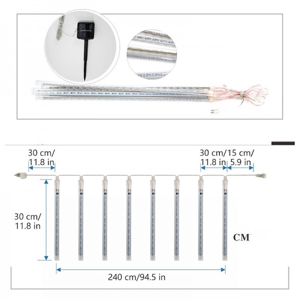 Outdoor Solar LED Meteor Shower Rain Lights Holiday String Lights Waterproof Garden Light 8 Tubes 144 Leds For Garden Tree Colorful  Decoration Landscape Lighting Outdoor Solar LED Meteor Shower Rain Lights Holiday String Lights Waterproof Garden Light 8 Tubes 144 Leds For Garden Tree Colorful  Decoration Landscape Lighting