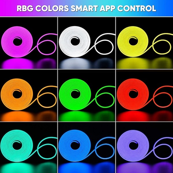 Neon Rope Smart RGB LED Light Strip Kit Work with Alexa Google 3M 12V RGB WIFI 5M 2*5M WiFi Phone App Control Including Adapter Kit Suitable for DIY Installation Neon Rope Smart RGB LED Light Strip Kit Work with Alexa Google 3M 12V RGB WIFI 5M 2*5M WiFi Phone App Control Including Adapter Kit Suitable for DIY Installation