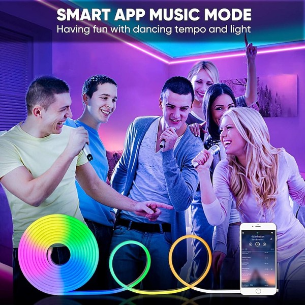 Neon Rope Smart RGB LED Light Strip Kit Work with Alexa Google 3M 12V RGB WIFI 5M 2*5M WiFi Phone App Control Including Adapter Kit Suitable for DIY Installation Neon Rope Smart RGB LED Light Strip Kit Work with Alexa Google 3M 12V RGB WIFI 5M 2*5M WiFi Phone App Control Including Adapter Kit Suitable for DIY Installation
