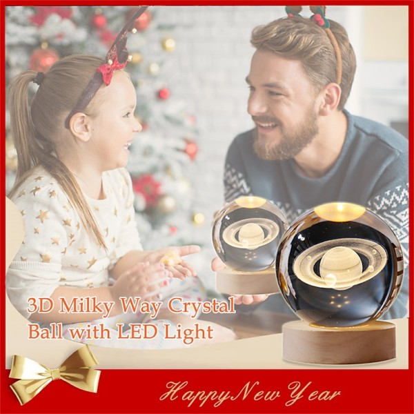 Glowing Planetary Galaxy Crystal Ball Night Lights USB Power Warm White Bedside Light Christmas Kid Gift Night Lamp Glowing Planetary Galaxy Crystal Ball Night Lights USB Power Warm White Bedside Light Christmas Kid Gift Night Lamp