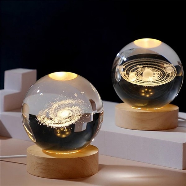 Glowing Planetary Galaxy Crystal Ball Night Lights USB Power Warm White Bedside Light Christmas Kid Gift Night Lamp Glowing Planetary Galaxy Crystal Ball Night Lights USB Power Warm White Bedside Light Christmas Kid Gift Night Lamp