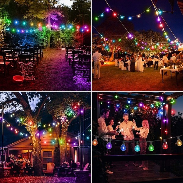 Globe String Lights Outdoor 15m 25LEDs 20Modes Patio Lights with 25 Waterproof Shatterproof RGB Color Changing Bulbs(2 Spare) G40 Globe String Lights for Outside Backyard Porch Balcony Party Decor Globe String Lights Outdoor 15m 25LEDs 20Modes Patio Lights with 25 Waterproof Shatterproof RGB Color Changing Bulbs(2 Spare) G40 Globe String Lights for Outside Backyard Porch Balcony Party Decor