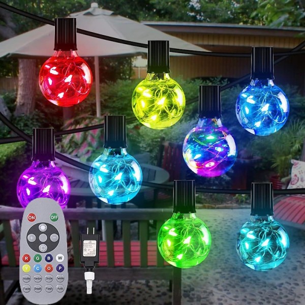 Globe String Lights Outdoor 15m 25LEDs 20Modes Patio Lights with 25 Waterproof Shatterproof RGB Color Changing Bulbs(2 Spare) G40 Globe String Lights for Outside Backyard Porch Balcony Party Decor Globe String Lights Outdoor 15m 25LEDs 20Modes Patio Lights with 25 Waterproof Shatterproof RGB Color Changing Bulbs(2 Spare) G40 Globe String Lights for Outside Backyard Porch Balcony Party Decor