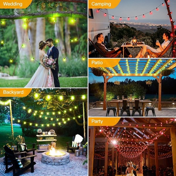 Globe String Lights Outdoor 15m 25LEDs 20Modes Patio Lights with 25 Waterproof Shatterproof RGB Color Changing Bulbs(2 Spare) G40 Globe String Lights for Outside Backyard Porch Balcony Party Decor Globe String Lights Outdoor 15m 25LEDs 20Modes Patio Lights with 25 Waterproof Shatterproof RGB Color Changing Bulbs(2 Spare) G40 Globe String Lights for Outside Backyard Porch Balcony Party Decor
