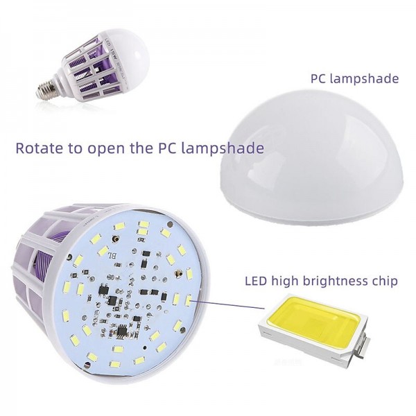 Bug Zapper Light Bulbs 15W AC110/220V LED Mosquito Killer Bulb E27 LED Bulb Home Lighting Bug Zapper Trap Lamp Insect Anti Mosquito Repeller Light Bug Zapper Light Bulbs 15W AC110/220V LED Mosquito Killer Bulb E27 LED Bulb Home Lighting Bug Zapper Trap Lamp Insect Anti Mosquito Repeller Light