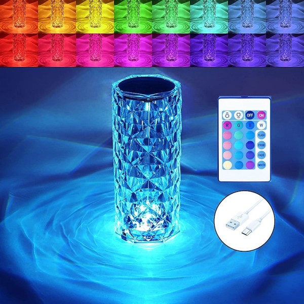 Crystal Table Lamp 16 Colors Change Touch Remote Control Modern Bedside Table Lamp USB Rechargeable Rose Desk Lamp Night Light Bedside Lamp For Bedroom Living Room Dinner Bar Decoration Crystal Table Lamp 16 Colors Change Touch Remote Control Modern Bedside Table Lamp USB Rechargeable Rose Desk Lamp Night Light Bedside Lamp For Bedroom Living Room Dinner Bar Decoration