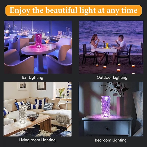 Crystal Table Lamp 16 Colors Change Touch Remote Control Modern Bedside Table Lamp USB Rechargeable Rose Desk Lamp Night Light Bedside Lamp For Bedroom Living Room Dinner Bar Decoration Crystal Table Lamp 16 Colors Change Touch Remote Control Modern Bedside Table Lamp USB Rechargeable Rose Desk Lamp Night Light Bedside Lamp For Bedroom Living Room Dinner Bar Decoration