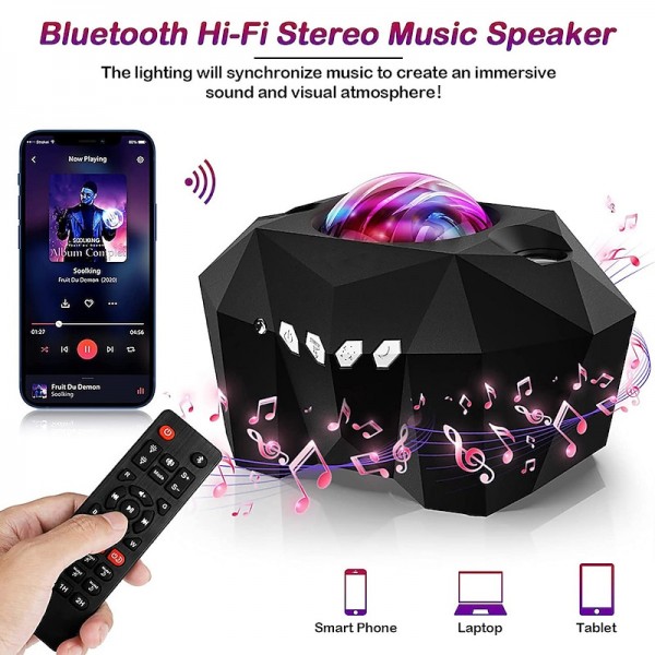 Aurora Galaxy Projector Light Star Projection with Music Speaker Night Light Projector with Moon Northern Lights Projector for Bedroom/Gaming Room/Home Theater/Ceiling Aurora Galaxy Projector Light Star Projection with Music Speaker Night Light Projector with Moon Northern Lights Projector for Bedroom/Gaming Room/Home Theater/Ceiling