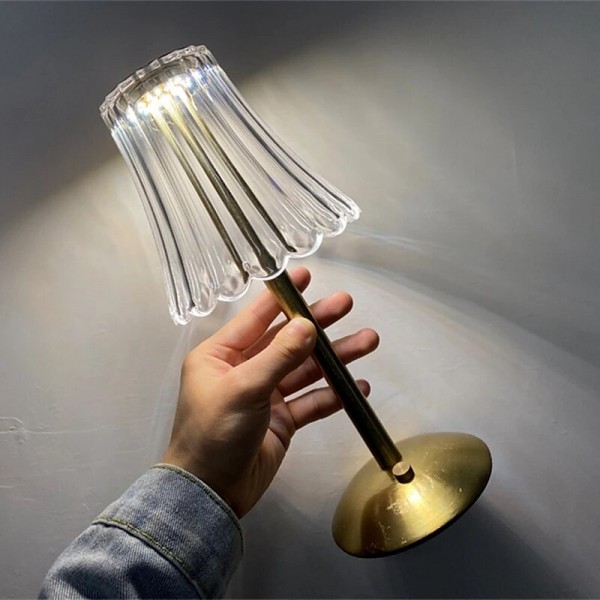 Crystal Cordless Table Lamp Nordic Style Skirt Modeling Bedroom Decoration Creative Atmosphere, Rechargeable Night Lamp Three Dimming Modes with USB Power Supply Crystal Cordless Table Lamp Nordic Style Skirt Modeling Bedroom Decoration Creative Atmosphere, Rechargeable Night Lamp Three Dimming Modes with USB Power Supply