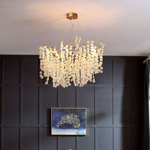 LED Chandeliers Modern Luxury, 60cm Gold Crystal for Home Interiors Kitchen Bedroom Iron Art Tree Branch Lamp Creative Lamp Light 85-265V LED Chandeliers Modern Luxury, 60cm Gold Crystal for Home Interiors Kitchen Bedroom Iron Art Tree Branch Lamp Creative Lamp Light 85-265V