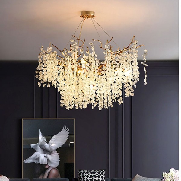 LED Chandeliers Modern Luxury, 60cm Gold Crystal for Home Interiors Kitchen Bedroom Iron Art Tree Branch Lamp Creative Lamp Light 85-265V LED Chandeliers Modern Luxury, 60cm Gold Crystal for Home Interiors Kitchen Bedroom Iron Art Tree Branch Lamp Creative Lamp Light 85-265V