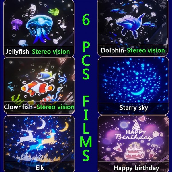 Ocean Light Projector for Bedroom 360 Degree Rotating Night Lights Projector 6 Colors Double-Layer Stereo Projection Effect Galaxy Projection Night Light Kids Toys Birthday Ocean Light Projector for Bedroom 360 Degree Rotating Night Lights Projector 6 Colors Double-Layer Stereo Projection Effect Galaxy Projection Night Light Kids Toys Birthday