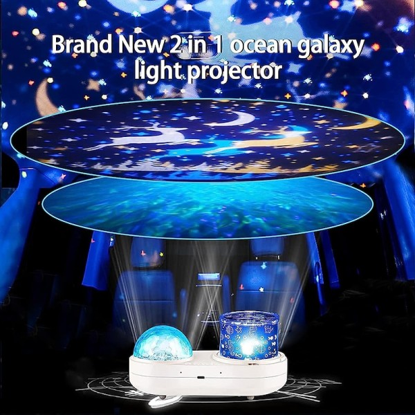 Ocean Light Projector for Bedroom 360 Degree Rotating Night Lights Projector 6 Colors Double-Layer Stereo Projection Effect Galaxy Projection Night Light Kids Toys Birthday Ocean Light Projector for Bedroom 360 Degree Rotating Night Lights Projector 6 Colors Double-Layer Stereo Projection Effect Galaxy Projection Night Light Kids Toys Birthday