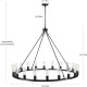 LED Chandelier Black on Wheels 20-Light Large Round Rustic Countryside Chandelier Industrial Light Fixture for Dining Room Living Room Kitchen Island Foyer Hallway LED Chandelier Black on Wheels 20-Light Large Round Rustic Countryside Chandelier Industrial Light Fixture for Dining Room Living Room Kitchen Island Foyer Hallway