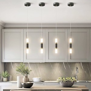 LED Pendant LIghts 2-Light Modern Kitchen Island Dimmable LED Modern Black Gold Mini Pendant Light, Bedroom Bedside Table Black Small Pendant Light