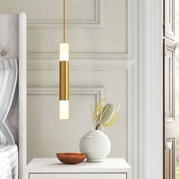 LED Pendant LIghts 2-Light Modern Kitchen Island Dimmable LED Modern Black Gold Mini Pendant Light, Bedroom Bedside Table Black Small Pendant Light
