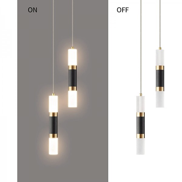 LED Pendant LIghts 2-Light Modern Kitchen Island Dimmable LED Modern Black Gold Mini Pendant Light, Bedroom Bedside Table Black Small Pendant Light