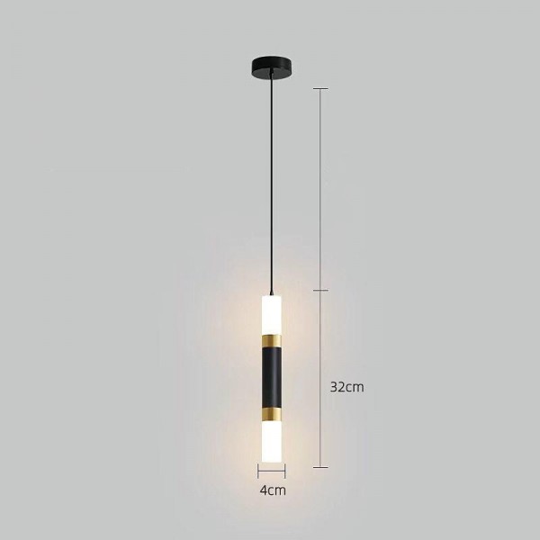 LED Pendant LIghts 2-Light Modern Kitchen Island Dimmable LED Modern Black Gold Mini Pendant Light, Bedroom Bedside Table Black Small Pendant Light