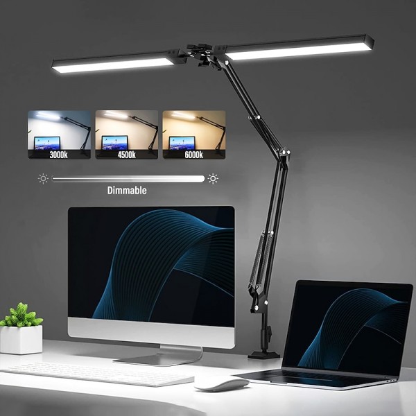 LED Reading Desk Lamp 24W Folding Swing Arm Desk Lamp with Clamp Dimmable Suitable for Workbench Home Eye Care Office Study Shustar LED Reading Desk Lamp 24W Folding Swing Arm Desk Lamp with Clamp Dimmable Suitable for Workbench Home Eye Care Office Study Shustar