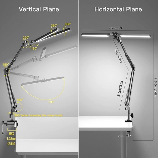 LED Reading Desk Lamp 24W Folding Swing Arm Desk Lamp with Clamp Dimmable Suitable for Workbench Home Eye Care Office Study Shustar LED Reading Desk Lamp 24W Folding Swing Arm Desk Lamp with Clamp Dimmable Suitable for Workbench Home Eye Care Office Study Shustar