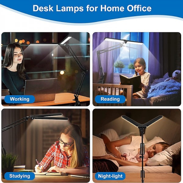 LED Reading Desk Lamp 24W Folding Swing Arm Desk Lamp with Clamp Dimmable Suitable for Workbench Home Eye Care Office Study Shustar LED Reading Desk Lamp 24W Folding Swing Arm Desk Lamp with Clamp Dimmable Suitable for Workbench Home Eye Care Office Study Shustar