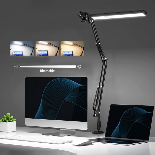 LED Reading Desk Lamp 24W Folding Swing Arm Desk Lamp with Clamp Dimmable Suitable for Workbench Home Eye Care Office Study Shustar LED Reading Desk Lamp 24W Folding Swing Arm Desk Lamp with Clamp Dimmable Suitable for Workbench Home Eye Care Office Study Shustar