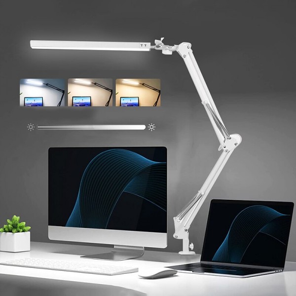 LED Reading Desk Lamp 24W Folding Swing Arm Desk Lamp with Clamp Dimmable Suitable for Workbench Home Eye Care Office Study Shustar LED Reading Desk Lamp 24W Folding Swing Arm Desk Lamp with Clamp Dimmable Suitable for Workbench Home Eye Care Office Study Shustar