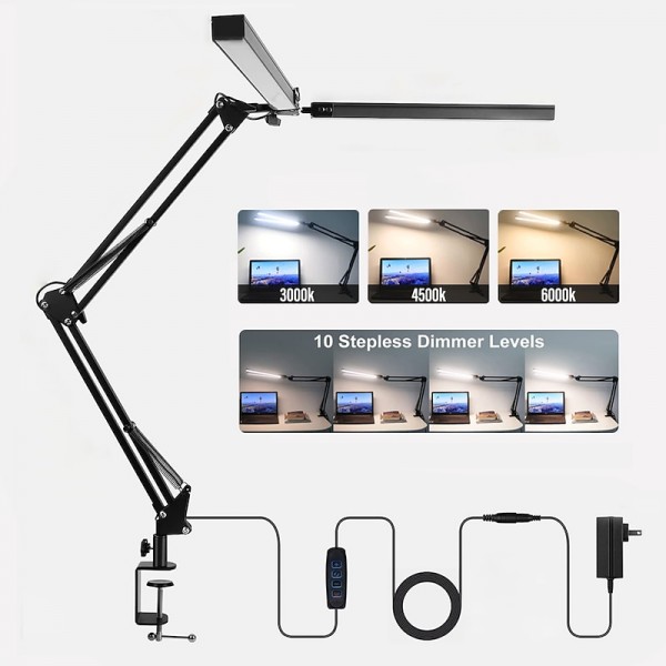 LED Reading Desk Lamp 24W Folding Swing Arm Desk Lamp with Clamp Dimmable Suitable for Workbench Home Eye Care Office Study Shustar LED Reading Desk Lamp 24W Folding Swing Arm Desk Lamp with Clamp Dimmable Suitable for Workbench Home Eye Care Office Study Shustar