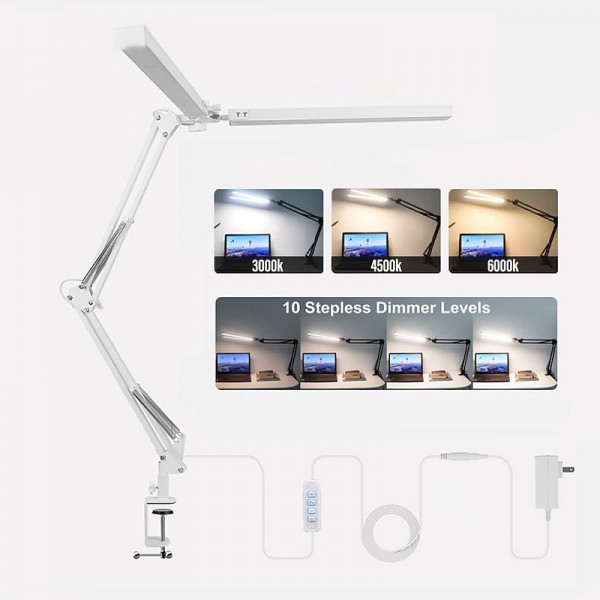 LED Reading Desk Lamp 24W Folding Swing Arm Desk Lamp with Clamp Dimmable Suitable for Workbench Home Eye Care Office Study Shustar LED Reading Desk Lamp 24W Folding Swing Arm Desk Lamp with Clamp Dimmable Suitable for Workbench Home Eye Care Office Study Shustar