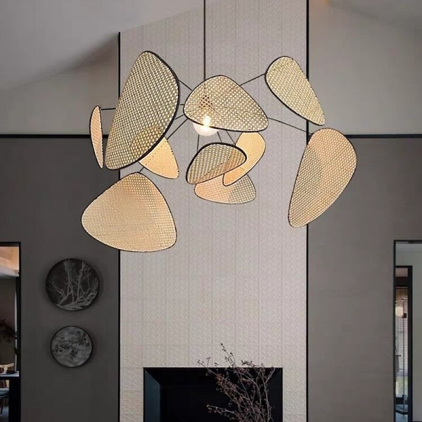 LED Pendant Light Rattan Chandelier Handmade Bamboo Art Hanging Lamp Kitchen Island Pendant Lamp, Creative Leaf Grid Rural Garden Rattan Lamp Simple Lighting LED Pendant Light Rattan Chandelier Handmade Bamboo Art Hanging Lamp Kitchen Island Pendant Lamp, Creative Leaf Grid Rural Garden Rattan Lamp Simple Lighting
