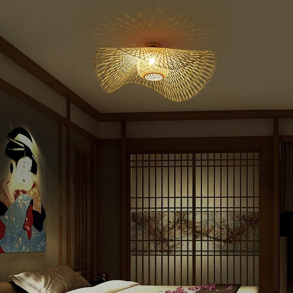 Bamboo Weaving  Ceiling Chandelier Retro Idyllic Style E26/E27 Chandelier Lighting is Applicable to Living Room Bedroom Restaurant Cafe Bar Restaurant Club