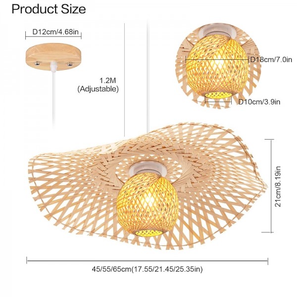 Bamboo Weaving  Ceiling Chandelier Retro Idyllic Style E26/E27 Chandelier Lighting is Applicable to Living Room Bedroom Restaurant Cafe Bar Restaurant Club