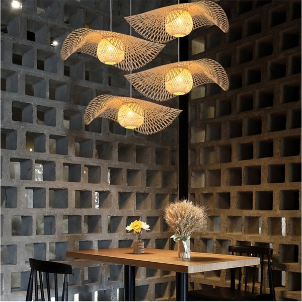 Bamboo Weaving  Ceiling Chandelier Retro Idyllic Style E26/E27 Chandelier Lighting is Applicable to Living Room Bedroom Restaurant Cafe Bar Restaurant Club