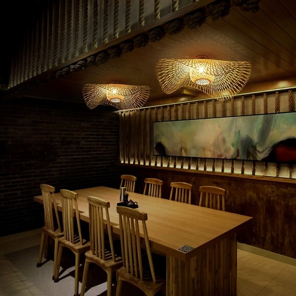 Bamboo Weaving  Ceiling Chandelier Retro Idyllic Style E26/E27 Chandelier Lighting is Applicable to Living Room Bedroom Restaurant Cafe Bar Restaurant Club