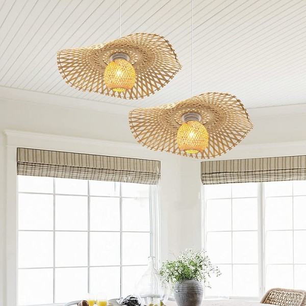 Bamboo Weaving  Ceiling Chandelier Retro Idyllic Style E26/E27 Chandelier Lighting is Applicable to Living Room Bedroom Restaurant Cafe Bar Restaurant Club