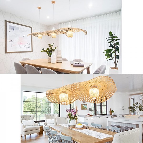 Bamboo Weaving  Ceiling Chandelier Retro Idyllic Style E26/E27 Chandelier Lighting is Applicable to Living Room Bedroom Restaurant Cafe Bar Restaurant Club