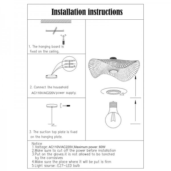 Bamboo Weaving  Ceiling Chandelier Retro Idyllic Style E26/E27 Chandelier Lighting is Applicable to Living Room Bedroom Restaurant Cafe Bar Restaurant Club