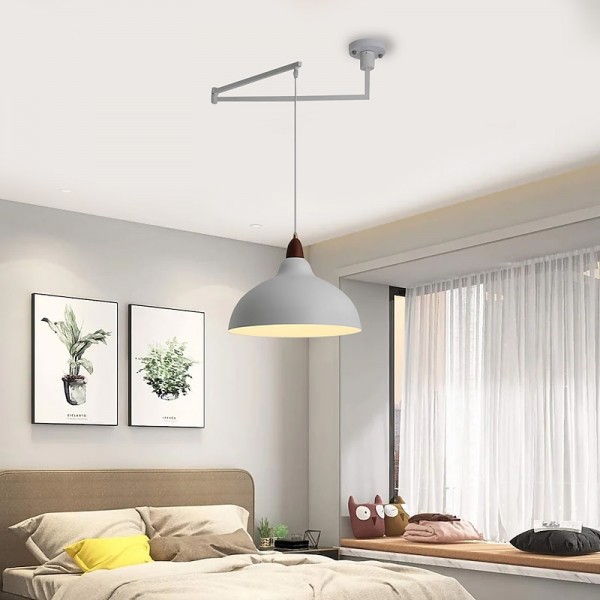 LED Pendant Light Industrial Pendant Light Fixture Swing Arm Hanging Light, Adjustable Dome Ceiling Pendant Light for Dining Room Living Room in Black/White LED Pendant Light Industrial Pendant Light Fixture Swing Arm Hanging Light, Adjustable Dome Ceiling Pendant Light for Dining Room Living Room in Black/White