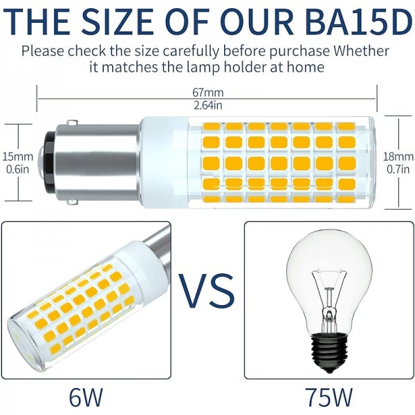 2Pcs LED Bulbs BA15D/B15/B15D 6W 100W Equivalent to a Halogen Bulb JCD Type T3/T4 B15 Double Connection 220V 2Pcs LED Bulbs BA15D/B15/B15D 6W 100W Equivalent to a Halogen Bulb JCD Type T3/T4 B15 Double Connection 220V