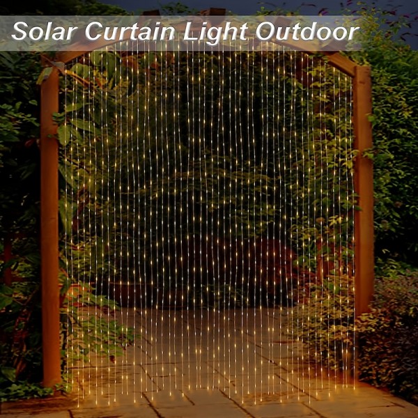 3*3M 300 LEDs Solar Curtain Light Outdoor Remote Control Light 8 Lighting Modes Fairy Lights IP65 Waterproof Leather Thread Lights Christmas Party Wedding Home Bedroom Garden Wall Decor 3*3M 300 LEDs Solar Curtain Light Outdoor Remote Control Light 8 Lighting Modes Fairy Lights IP65 Waterproof Leather Thread Lights Christmas Party Wedding Home Bedroom Garden Wall Decor