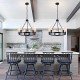 Black Matte Chandelier 6-Light Wagon Wheel Chandelier 21&quot; Farmhouse Pendant Chandeliers Fixture Contemporary Industrial Chandelier for Living Dining Room Kitchen Island Entryway Foyer Bar 110-240V