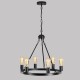 Black Matte Chandelier 6-Light Wagon Wheel Chandelier 21&quot; Farmhouse Pendant Chandeliers Fixture Contemporary Industrial Chandelier for Living Dining Room Kitchen Island Entryway Foyer Bar 110-240V