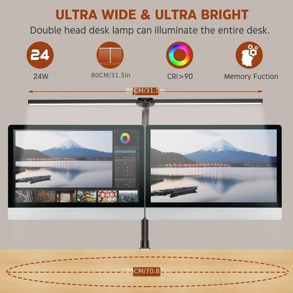 LED Double Head Desk Lamp 24W Brightest Architect Double Swing-arm Table Lamps for Workbench, Monitor, Home Reading, Offices, Bedrooms and Dormitories LED Double Head Desk Lamp 24W Brightest Architect Double Swing-arm Table Lamps for Workbench, Monitor, Home Reading, Offices, Bedrooms and Dormitories