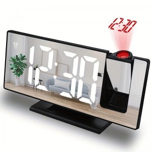 New Led Projection Clock Multifunctional Digital Alarm Clock Automatic Photosensitive Electronic Clock With Usb Plug-In Cross-Border