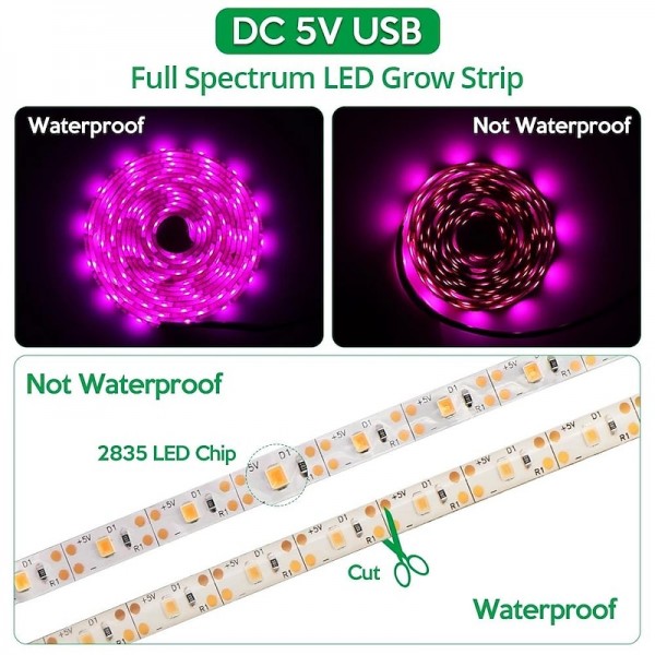 LED Grow Strip Lights USB 5V Full Spectrum Grow Light Succulent Light for Flowers and Seedlings LED Grow Strip Lights USB 5V Full Spectrum Grow Light Succulent Light for Flowers and Seedlings