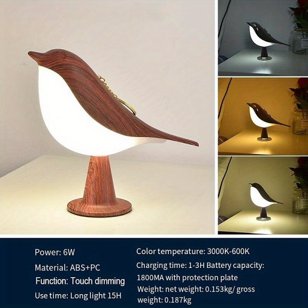Magpie Night Light with Tri-color Touch Control Dimmable Cute Little Bird Night Light Rechargeable Aromatherapy Table Lamp for Bedroom Nursery Office Car Home Decor Magpie Night Light with Tri-color Touch Control Dimmable Cute Little Bird Night Light Rechargeable Aromatherapy Table Lamp for Bedroom Nursery Office Car Home Decor