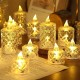 3PCS Crystal Flameless Candle Light LED Electronic Candle Lights Battery Powered Ambient Lights for Halloween Wedding Party Dating Festival Christmas Room Home Decor