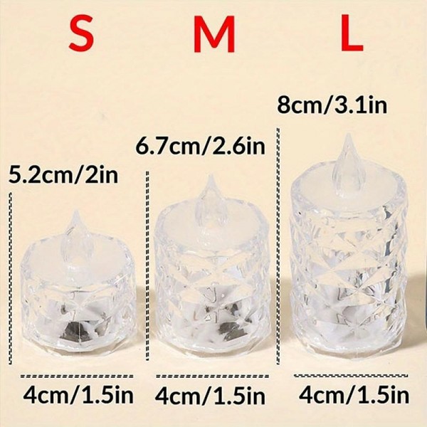 3PCS Crystal Flameless Candle Light LED Electronic Candle Lights Battery Powered Ambient Lights for Halloween Wedding Party Dating Festival Christmas Room Home Decor